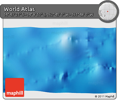 Physical 3D Map of the Area around 14° 26' 6" S, 162° 16' 30" W