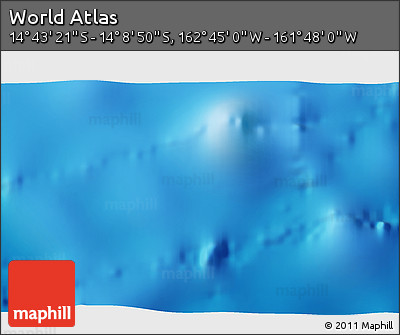 Physical 3D Map of the Area around 14° 26' 6" S, 162° 16' 30" W