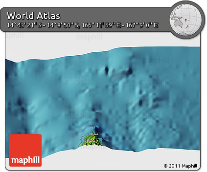 Satellite 3D Map of the Area around 14° 26' 6" S, 166° 40' 30" E