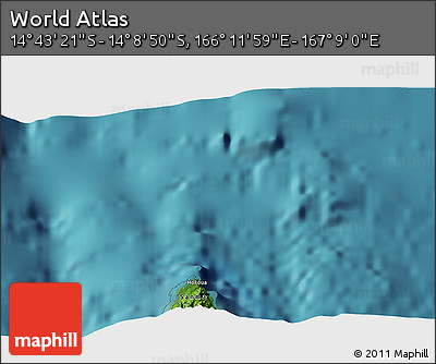 Satellite 3D Map of the Area around 14° 26' 6" S, 166° 40' 30" E