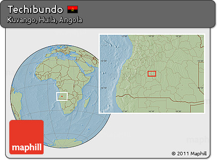 Savanna Style Location Map of Techibundo, hill shading
