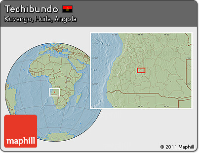 Savanna Style Location Map of Techibundo, hill shading