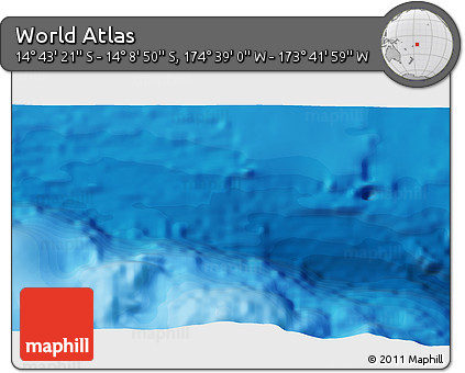Political 3D Map of the Area around 14° 26' 6" S, 174° 10' 30" W