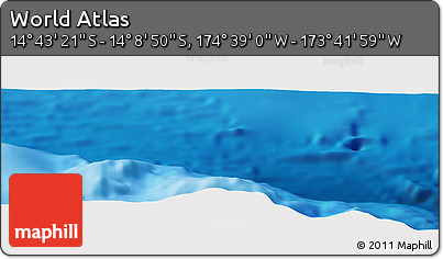 Shaded Relief Panoramic Map of the Area around 14° 26' 6" S, 174° 10' 30" W