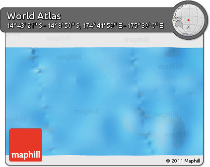 Physical 3D Map of the Area around 14° 26' 6" S, 175° 10' 30" E
