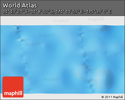 Physical 3D Map of the Area around 14° 26' 6" S, 175° 10' 30" E