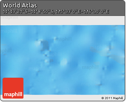 Physical 3D Map of the Area around 14° 26' 6" S, 176° 1' 30" E