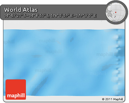 Physical 3D Map of the Area around 14° 26' 6" S, 178° 34' 29" E
