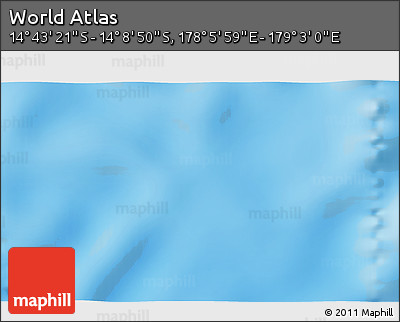 Physical 3D Map of the Area around 14° 26' 6" S, 178° 34' 29" E