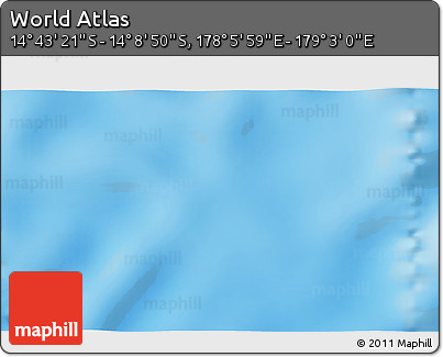 Physical 3D Map of the Area around 14° 26' 6" S, 178° 34' 29" E