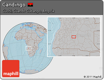 Gray Location Map of Candingo, hill shading