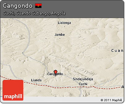 Shaded Relief Panoramic Map of Cangondo