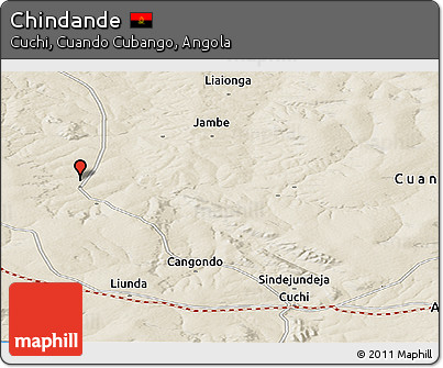 Shaded Relief Panoramic Map of Chindande