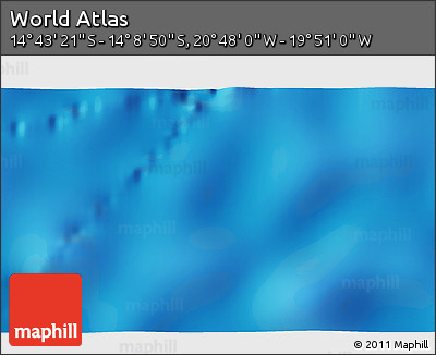 Physical 3D Map of the Area around 14° 26' 6" S, 20° 19' 30" W