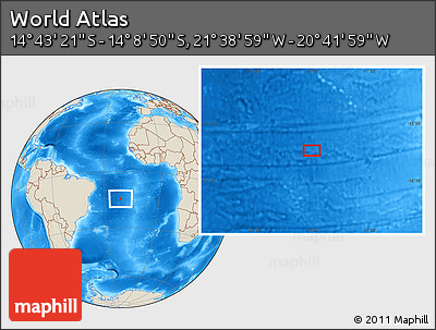 Shaded Relief Location Map of the Area around 14° 26' 6" S, 21° 10' 29" W