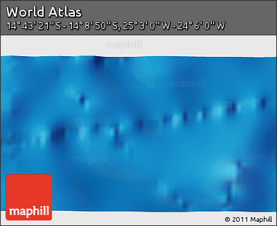 Physical 3D Map of the Area around 14° 26' 6" S, 24° 34' 30" W