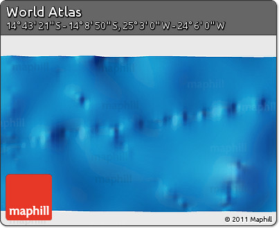 Physical 3D Map of the Area around 14° 26' 6" S, 24° 34' 30" W