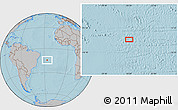 Gray Location Map of the area around 14° 26' 6" S, 26° 16' 29" W, hill shading