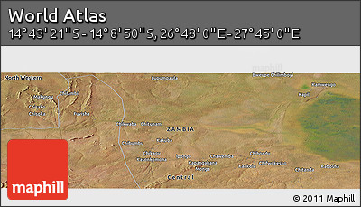 Satellite Panoramic Map of the Area around 14° 26' 6" S, 27° 16' 29" E