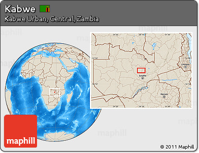 Shaded Relief Location Map of Kabwe