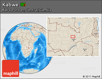 Shaded Relief Location Map of Kabwe