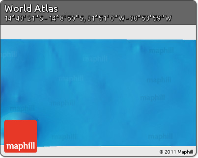 Shaded Relief 3D Map of the Area around 14° 26' 6" S, 31° 22' 30" W