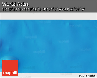 Shaded Relief 3D Map of the Area around 14° 26' 6" S, 31° 22' 30" W