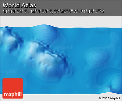 Political 3D Map of the Area around 14° 26' 6" S, 32° 13' 30" W