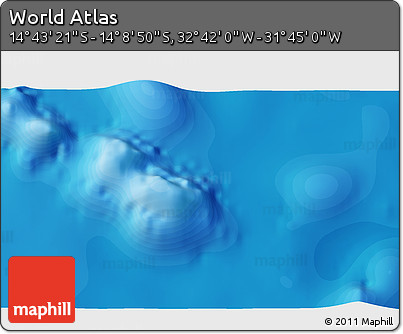 Political 3D Map of the Area around 14° 26' 6" S, 32° 13' 30" W