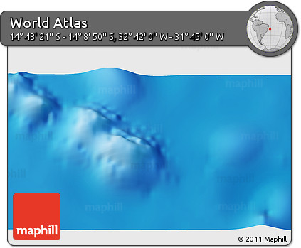 Shaded Relief 3D Map of the Area around 14° 26' 6" S, 32° 13' 30" W