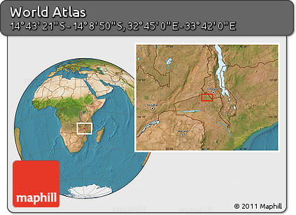 Satellite Location Map of the Area around 14° 26' 6" S, 33° 13' 30" E
