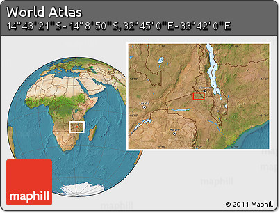 Satellite Location Map of the Area around 14° 26' 6" S, 33° 13' 30" E