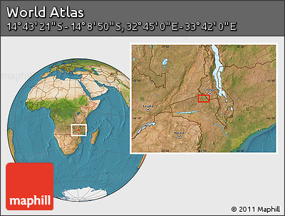 Satellite Location Map of the Area around 14° 26' 6" S, 33° 13' 30" E