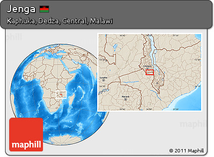 Shaded Relief Location Map of Jenga