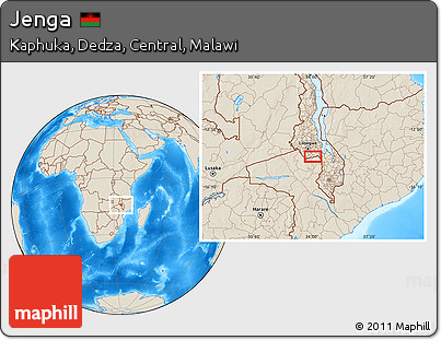 Shaded Relief Location Map of Jenga