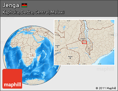 Shaded Relief Location Map of Jenga