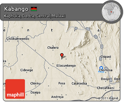 Shaded Relief Map of Kabango