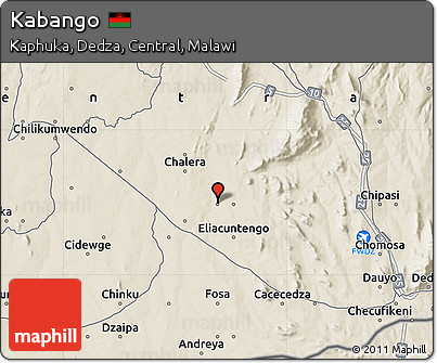 Shaded Relief Map of Kabango