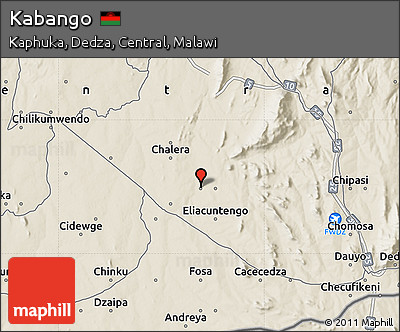 Shaded Relief Map of Kabango