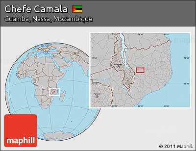 Gray Location Map of Chefe Camala