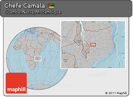 Gray Location Map of Chefe Camala, hill shading
