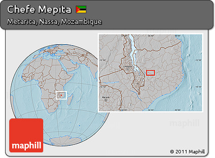 Gray Location Map of Chefe Mepita, hill shading