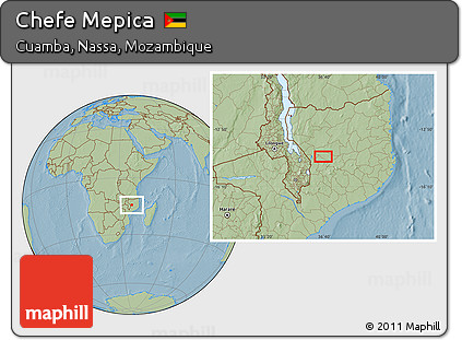 Savanna Style Location Map of Chefe Mepica, hill shading