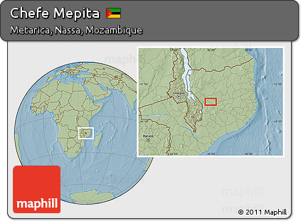 Savanna Style Location Map of Chefe Mepita, hill shading