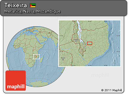 Savanna Style Location Map of Teixeira, hill shading