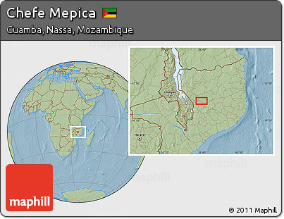 Savanna Style Location Map of Chefe Mepica, hill shading