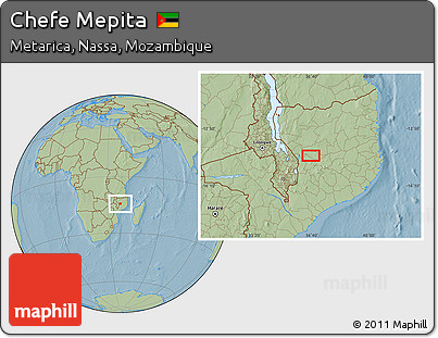 Savanna Style Location Map of Chefe Mepita, hill shading