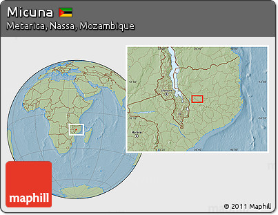 Savanna Style Location Map of Micuna, hill shading