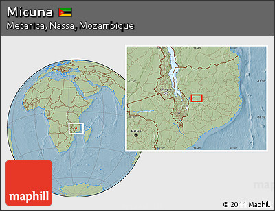 Savanna Style Location Map of Micuna, hill shading