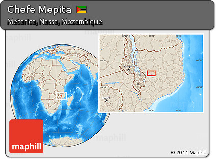 Shaded Relief Location Map of Chefe Mepita